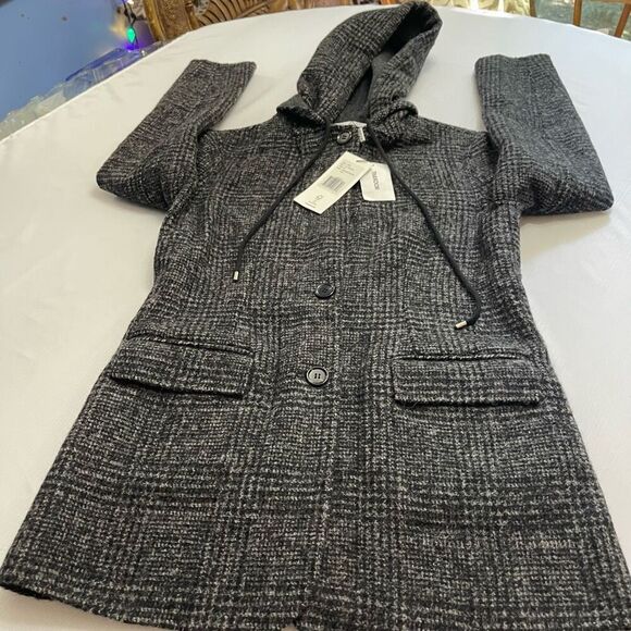 NWT THAKOON Addition Wool Blend Gray Melange Hooded Blazer Coat Jacket Size M - Picture 7 of 10
